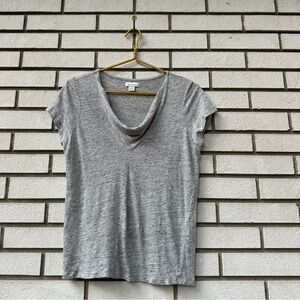 Sundance Breeze Away Gray Linen Cowl Neck Tee Top S Coastal Grandma Minimalist